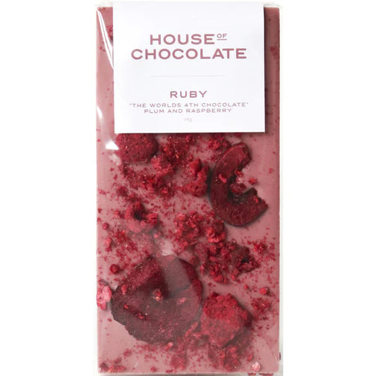 House of Chocolate - 'RUBY' Chocolate Freeze Dried Plum and Raspberry Bar